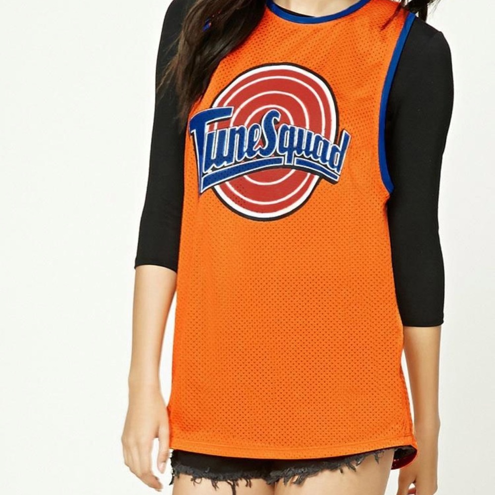 Forever 21 Vintage Y2K Space Jam Tune Squad Graphic Orange Blue 99 Jersey